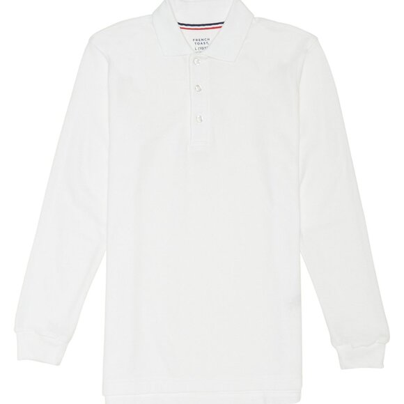 French Toast SA9085 Boys Long Sleeve Pique Polo White - Picture 1 of 2